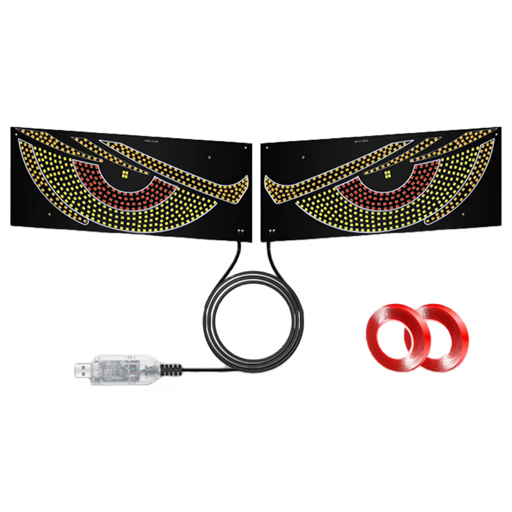 2Pcs LED Car Dynamic Devil Eye Light Sticker 12 Modes Car Front Rear Windshield Glass Light Auto Decoration Accessories