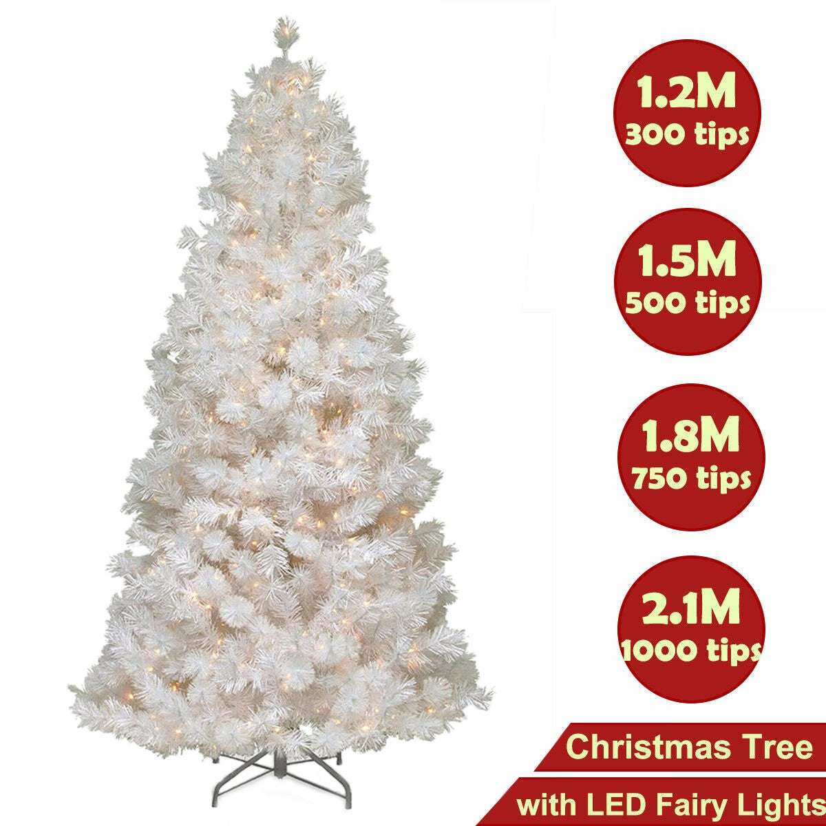4/5/6/7FT Christmas Tree Green White Xmas Trees Decorations /W LED Fairy Lights