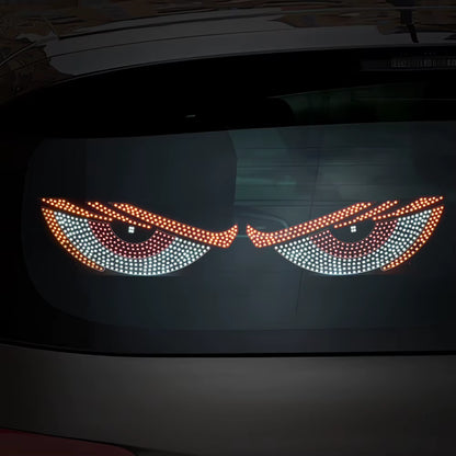 2Pcs LED Car Dynamic Devil Eye Light Sticker 12 Modes Car Front Rear Windshield Glass Light Auto Decoration Accessories