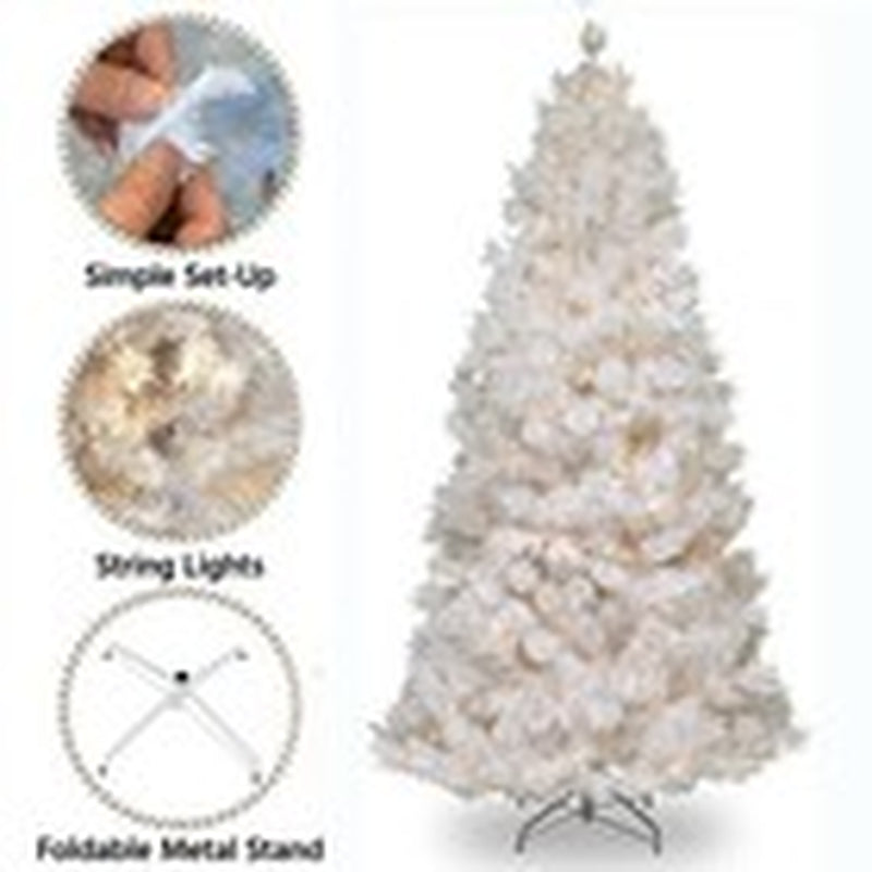 4/5/6/7FT Christmas Tree Green White Xmas Trees Decorations /W LED Fairy Lights