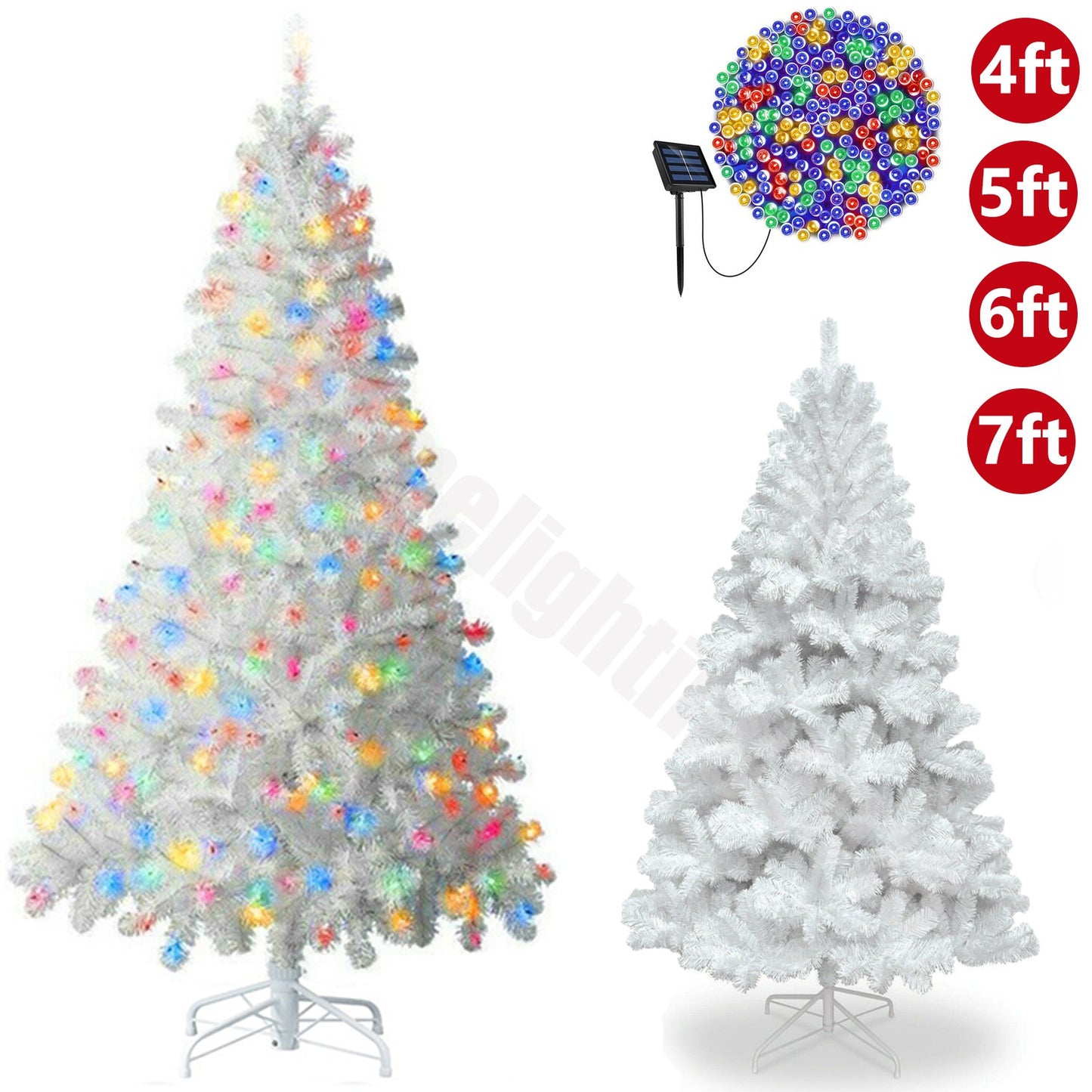 4/5/6/7FT Christmas Tree Green White Xmas Trees Decorations /W LED Fairy Lights