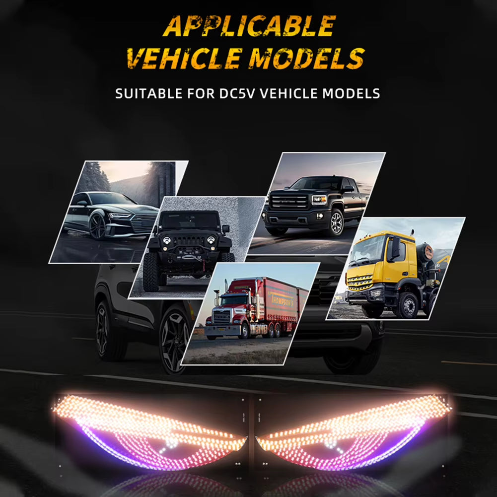 LED Car Dynamic Devil Eye Light Car Windshield Devil Eye Light Car Demon Eyes Flexible Display Screen Light for Car Windows