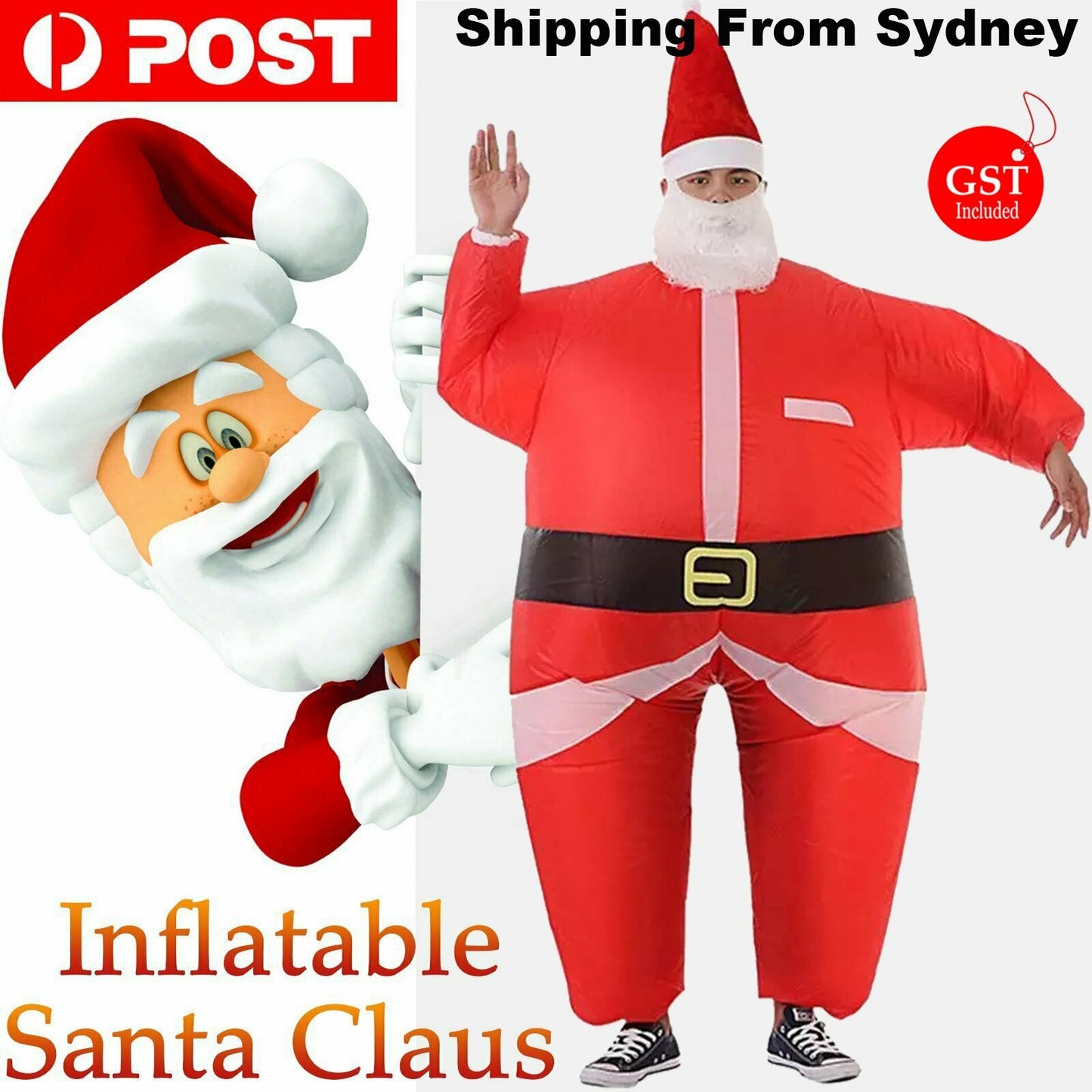 1X 200Cm Inflatable Santa Christmas Costume Cosplay Xmas Fancy Dress Suit Party