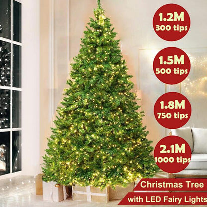 4/5/6/7FT Christmas Tree Green White Xmas Trees Decorations /W LED Fairy Lights