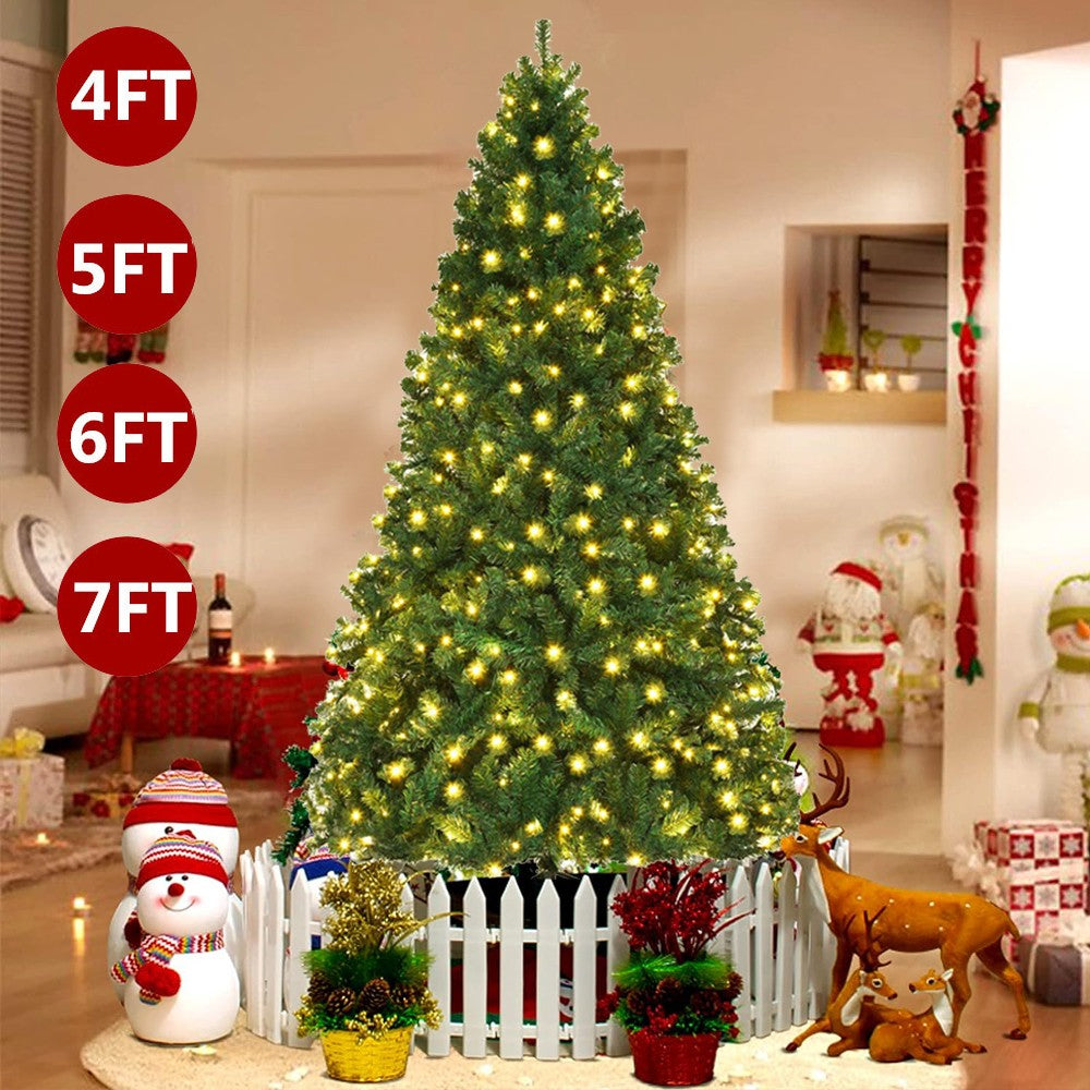 4/5/6/7FT Christmas Tree Green White Xmas Trees Decorations /W LED Fairy Lights