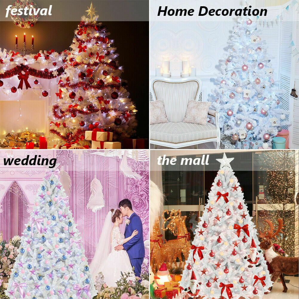 1.2M 1.5M 1.8M 2.1M White Christmas Tree with LED Fairy Lights Xmas Decoration