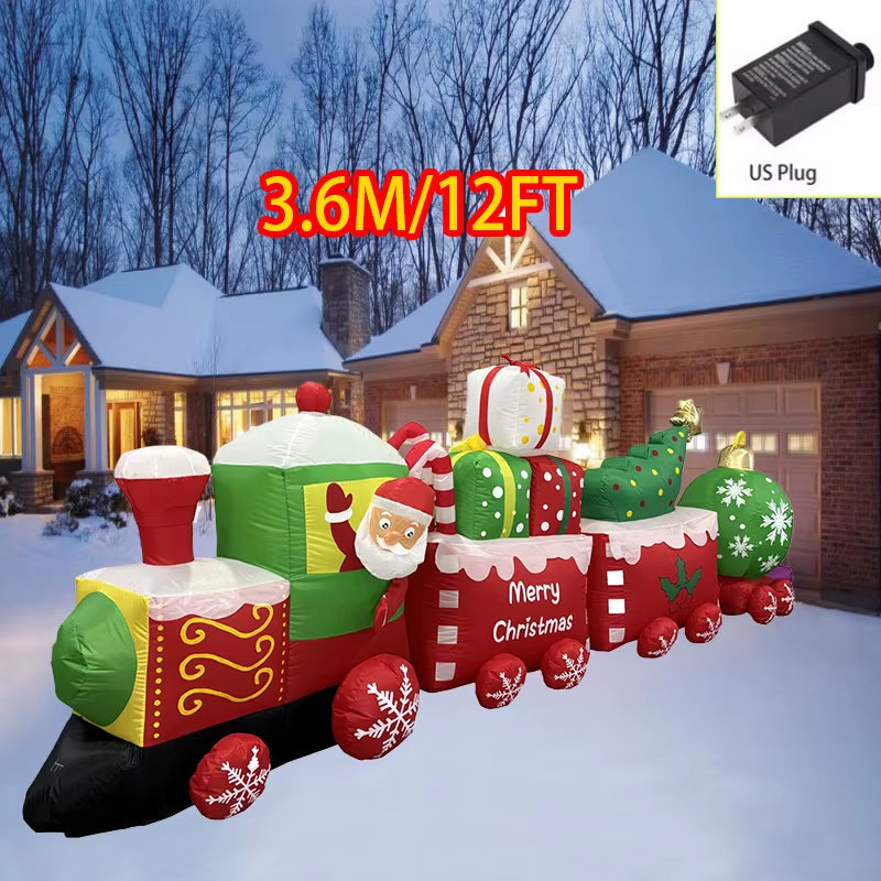 Outdoor Christmas Decorations Inflatable Toys Model Santa Vehicles Built-In Leds Party New Year Ornament Xmas Garden Decor Props
