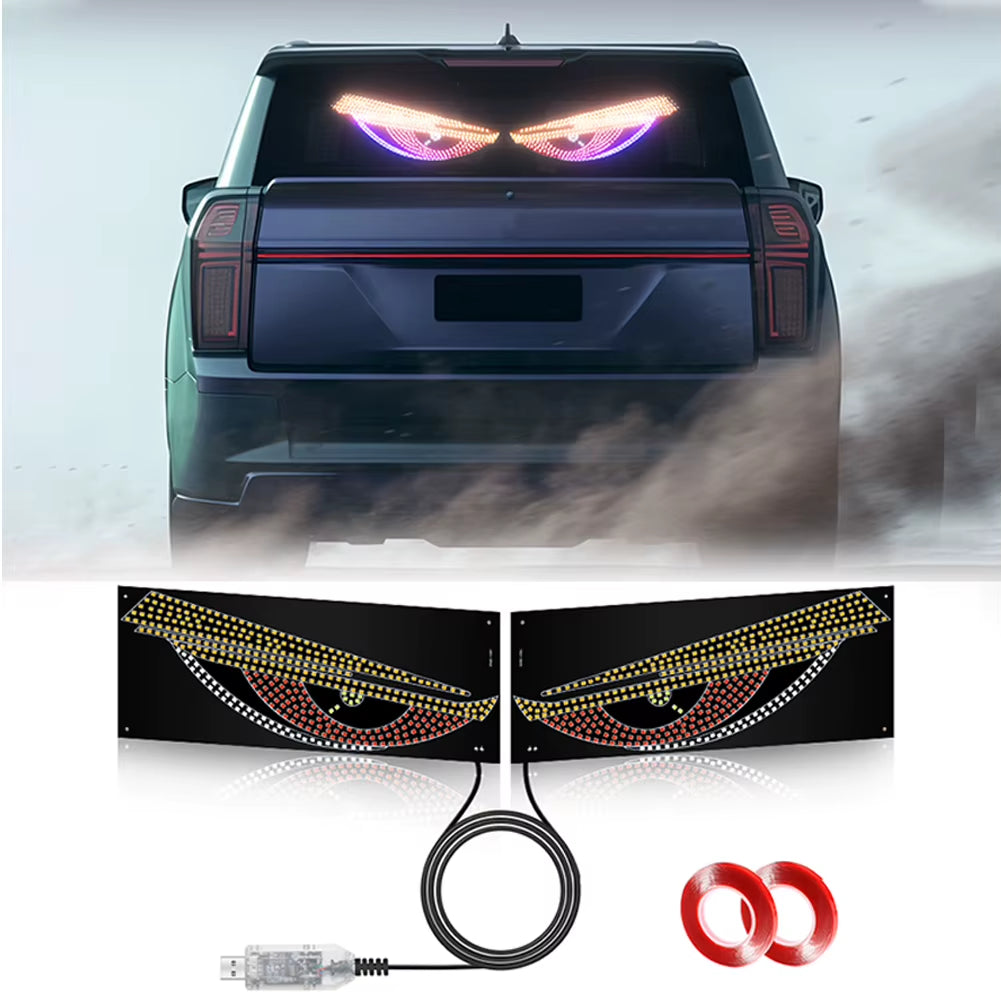 LED Car Dynamic Devil Eye Light Car Windshield Devil Eye Light Car Demon Eyes Flexible Display Screen Light for Car Windows