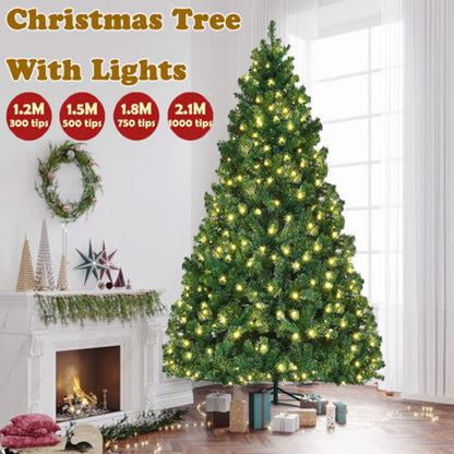4/5/6/7FT Christmas Tree Green White Xmas Trees Decorations /W LED Fairy Lights