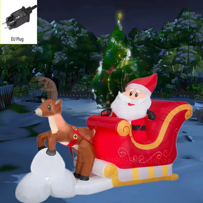 Outdoor Christmas Decorations Inflatable Toys Model Santa Vehicles Built-In Leds Party New Year Ornament Xmas Garden Decor Props