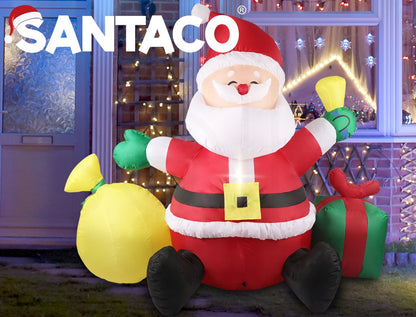 Santaco Inflatable Christmas Santa Lighted 1.8M Blow up Xmas Outdoor Decoration