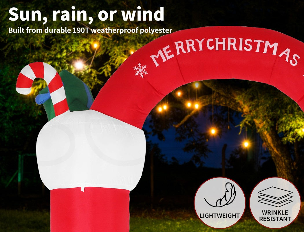 Santaco Giant Christmas Inflatable Arch Way 3M Outdoor Decoration 21 LED Light
