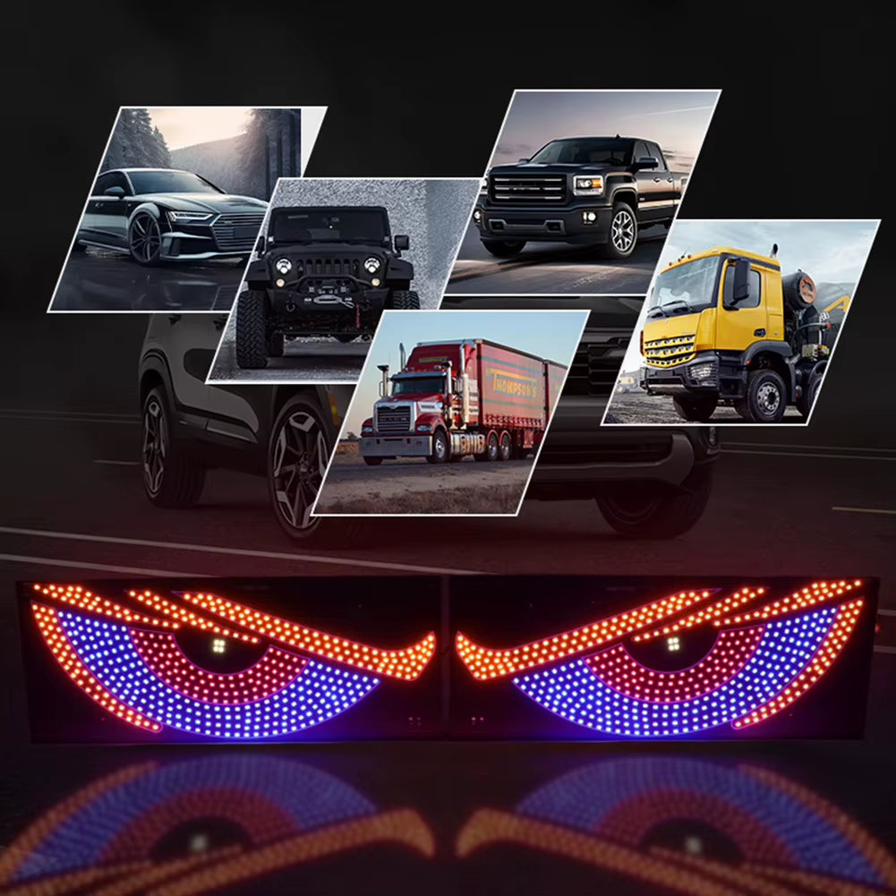 2Pcs LED Car Dynamic Devil Eye Light Sticker 12 Modes Car Front Rear Windshield Glass Light Auto Decoration Accessories