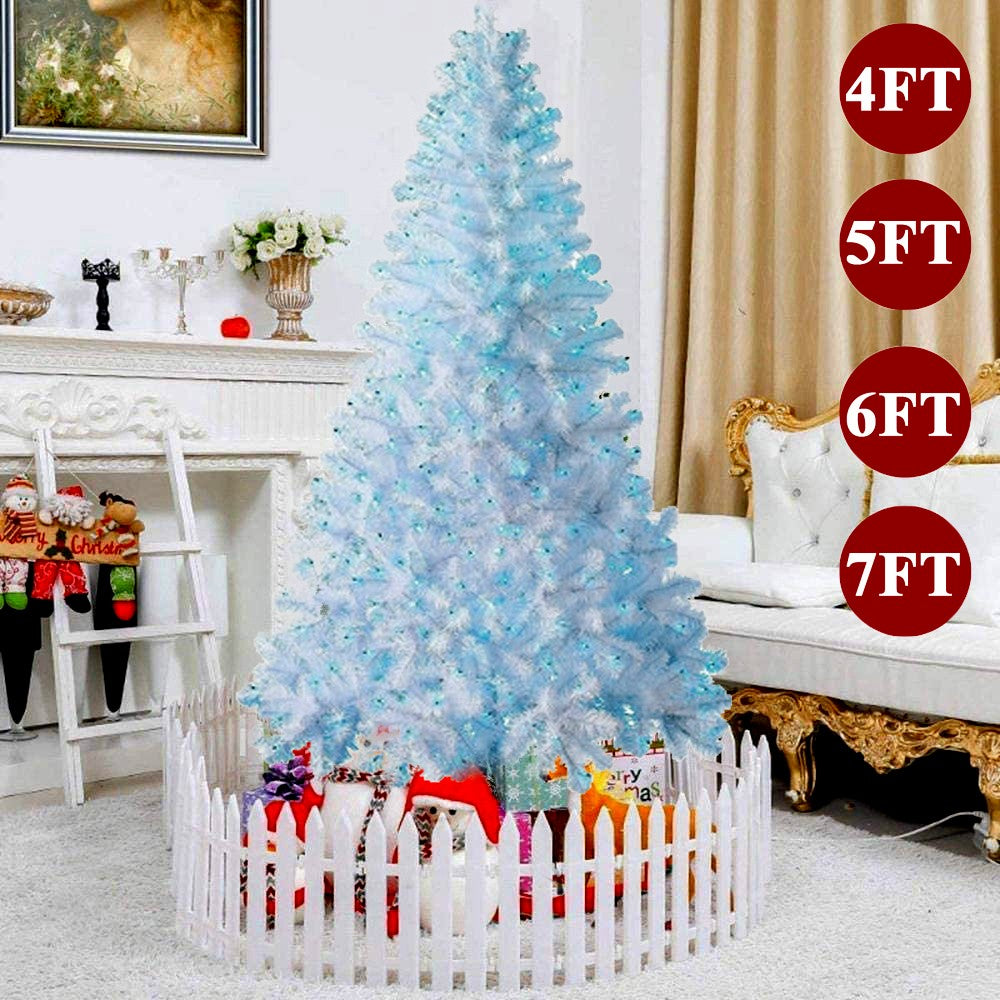 4/5/6/7FT Christmas Tree Green White Xmas Trees Decorations /W LED Fairy Lights