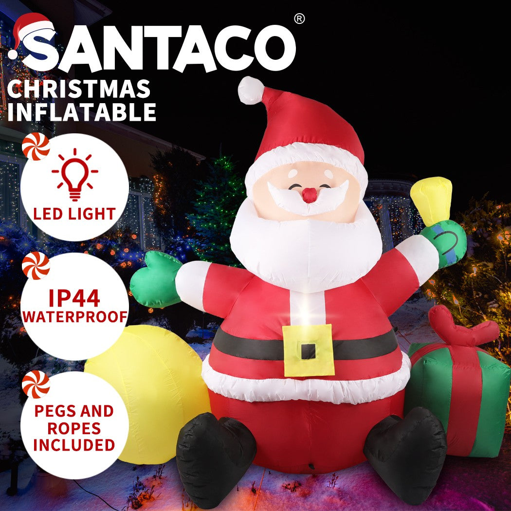 Santaco Inflatable Christmas Santa Lighted 1.8M Blow up Xmas Outdoor Decoration