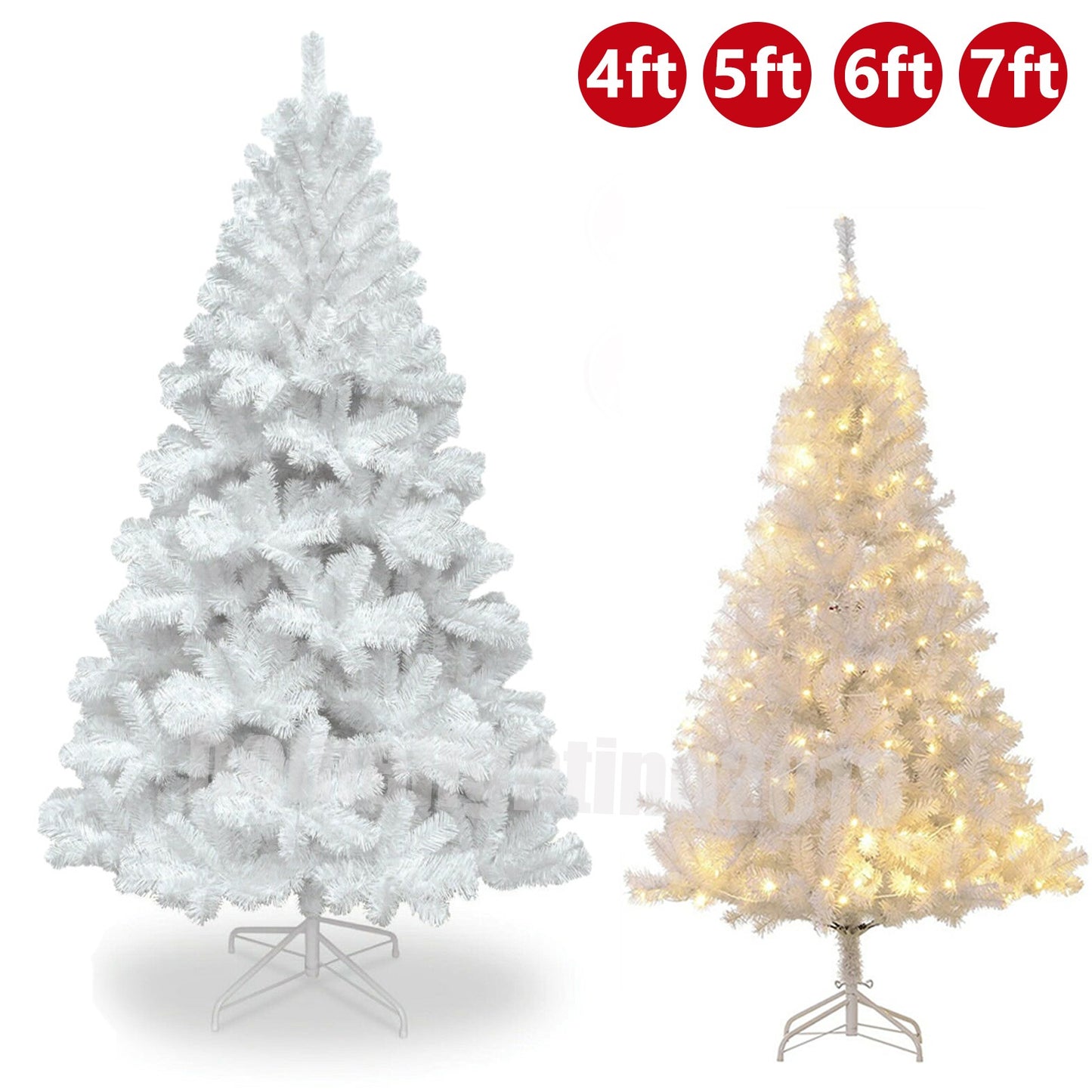 4/5/6/7FT Christmas Tree Green White Xmas Trees Decorations /W LED Fairy Lights