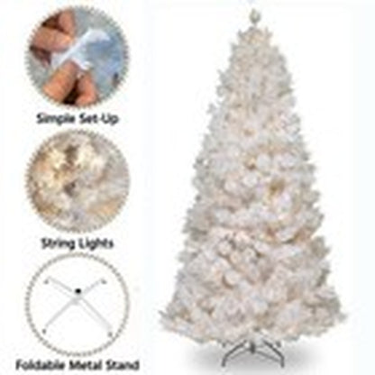 4/5/6/7FT Christmas Tree Green White Xmas Trees Decorations /W LED Fairy Lights