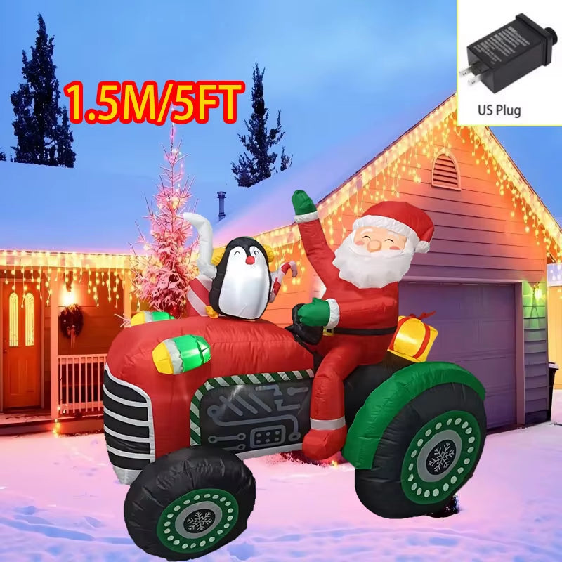 Outdoor Christmas Decorations Inflatable Toys Model Santa Vehicles Built-In Leds Party New Year Ornament Xmas Garden Decor Props