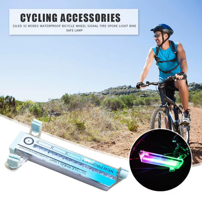 2X Mountain Road Bicycle Spoke Light Bike Light No Battery Strip 32LED Mountain Bicycle Two-Sided Color Warning Lamp