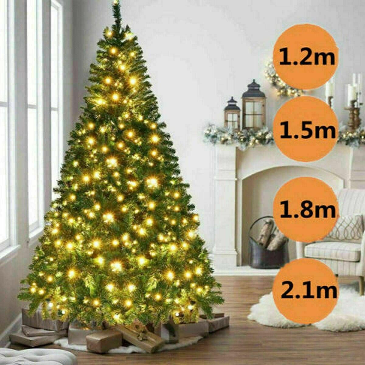 4/5/6/7FT Christmas Tree Green White Xmas Trees Decorations /W LED Fairy Lights
