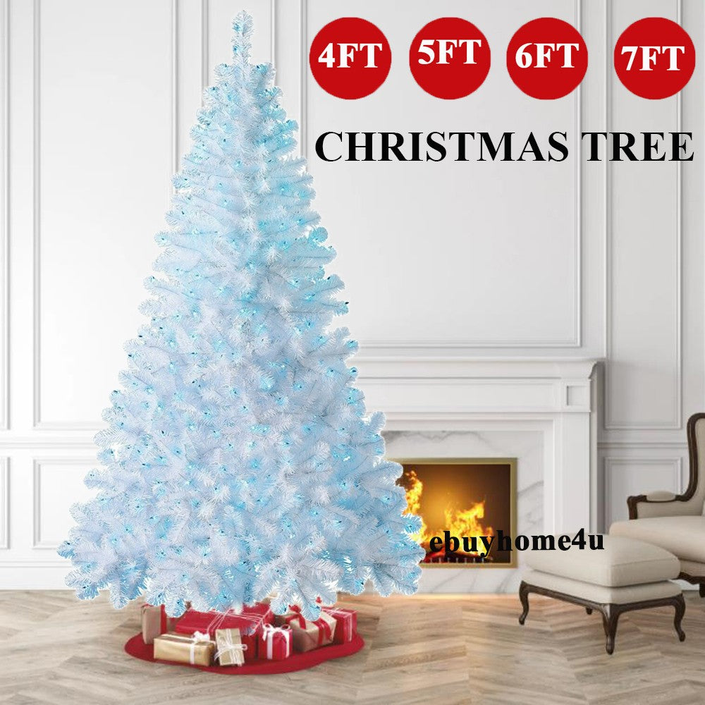 4/5/6/7FT Christmas Tree Green White Xmas Trees Decorations /W LED Fairy Lights