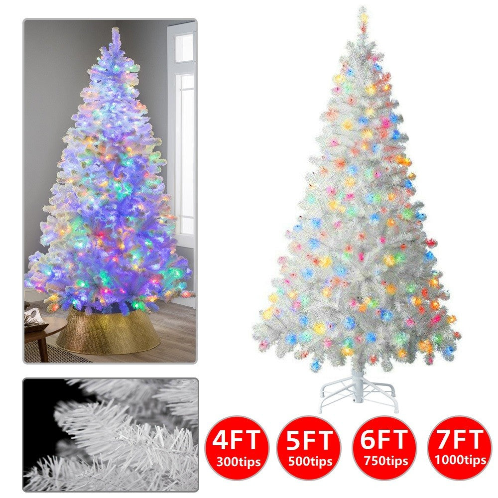 4/5/6/7FT Christmas Tree Green White Xmas Trees Decorations /W LED Fairy Lights