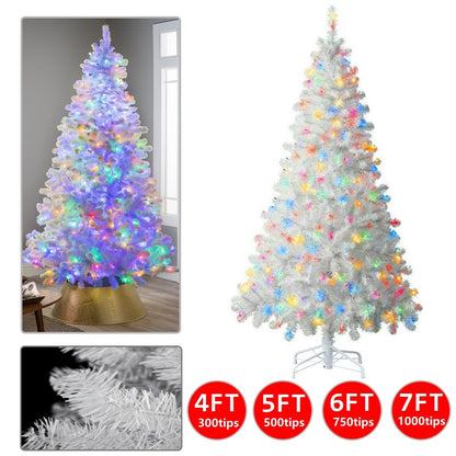 4/5/6/7FT Christmas Tree Green White Xmas Trees Decorations /W LED Fairy Lights