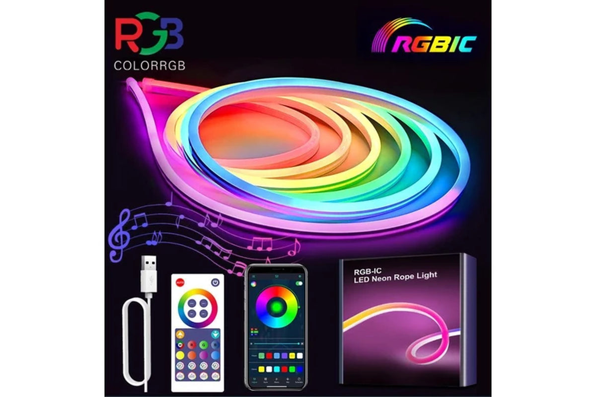 USB Bluetooth/Rgbic LED Neon Strip/10Ft/Music Sync