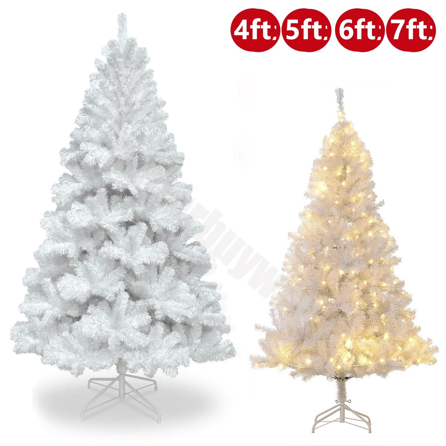 4/5/6/7FT Christmas Tree Green White Xmas Trees Decorations /W LED Fairy Lights