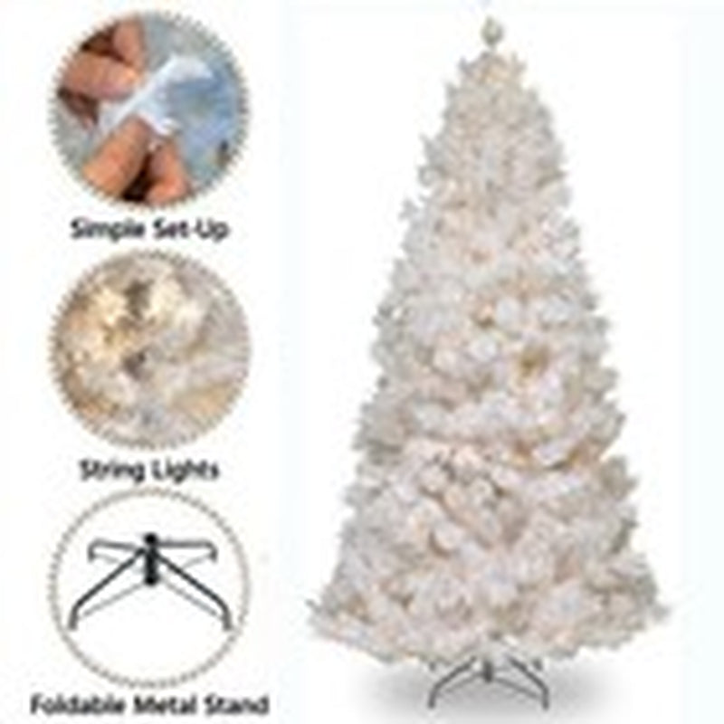 1.2M 1.5M 1.8M 2.1M White Christmas Tree with LED Fairy Lights Xmas Decoration