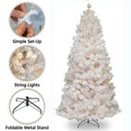 1.2M 1.5M 1.8M 2.1M White Christmas Tree with LED Fairy Lights Xmas Decoration