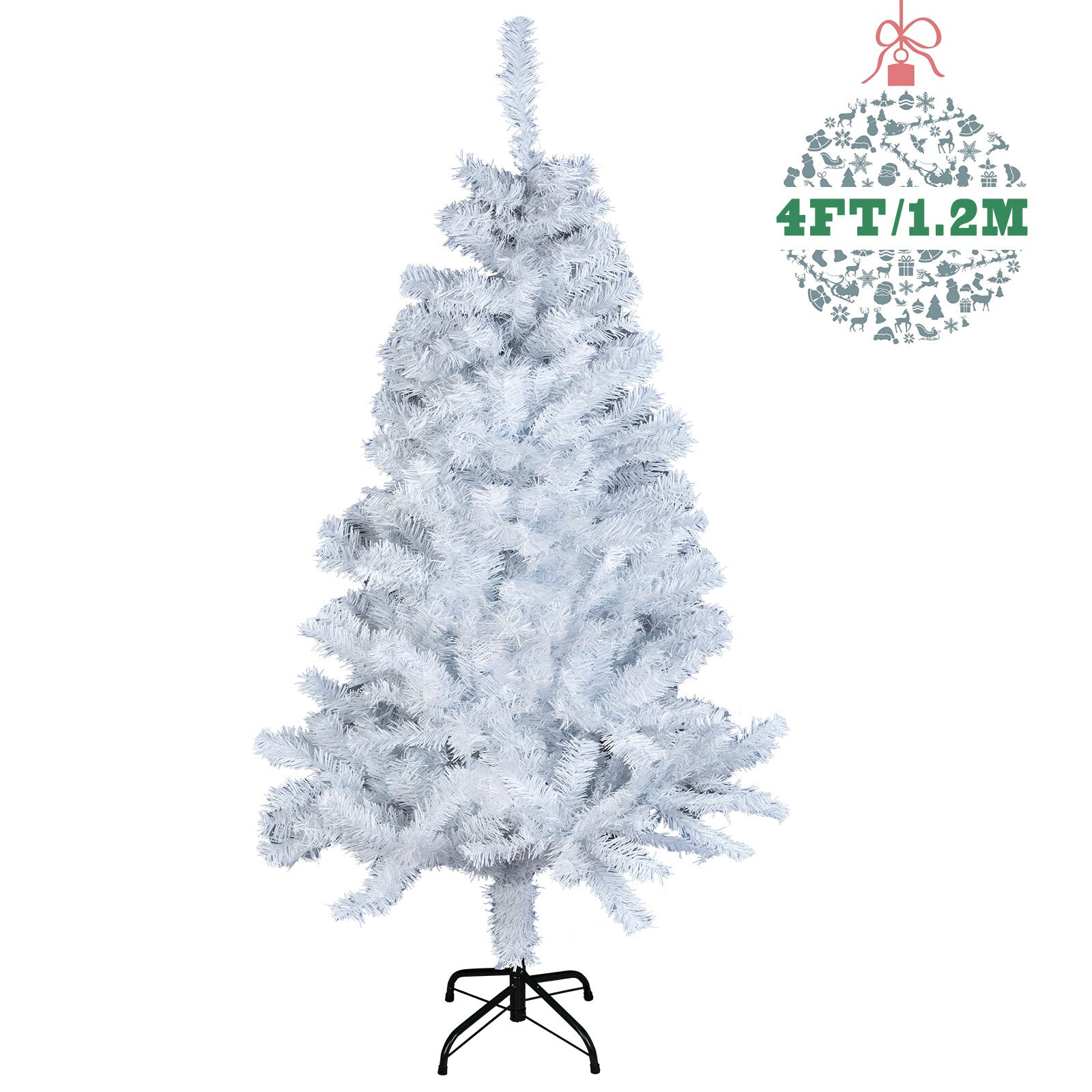 1.2M 1.5M 1.8M 2.1M White Christmas Tree with LED Fairy Lights Xmas Decoration