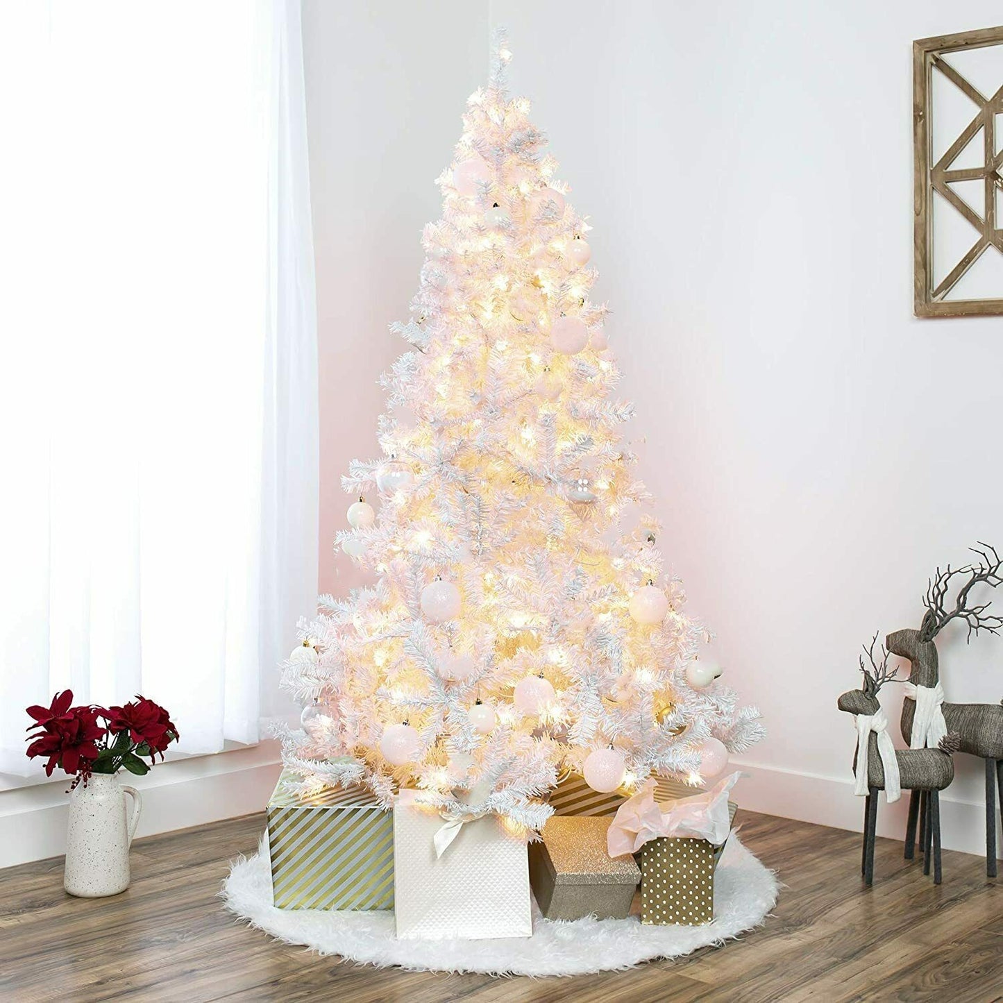 4/5/6/7FT Christmas Tree Green White Xmas Trees Decorations /W LED Fairy Lights
