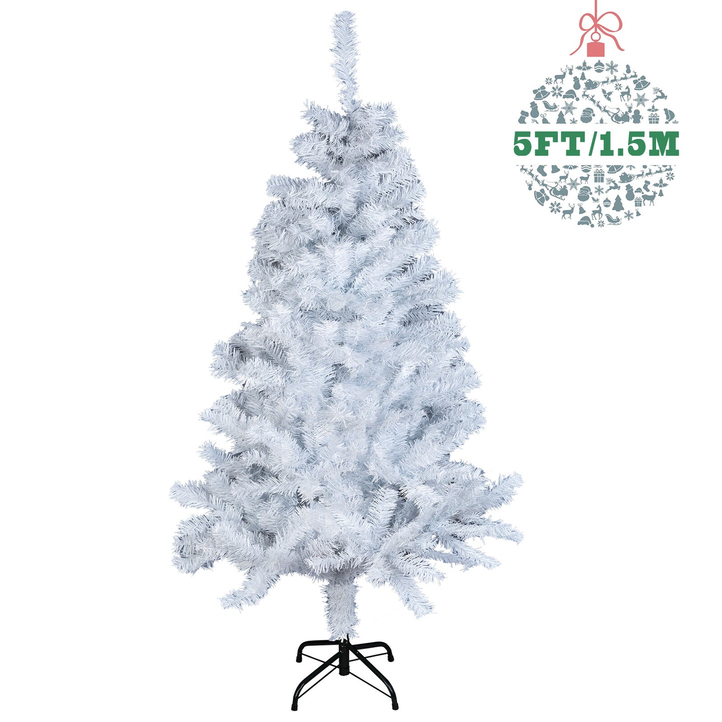 1.2M 1.5M 1.8M 2.1M White Christmas Tree with LED Fairy Lights Xmas Decoration