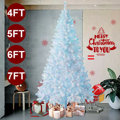 4/5/6/7FT Christmas Tree Green White Xmas Trees Decorations /W LED Fairy Lights