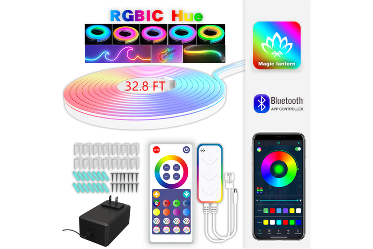 Bluetooth/Rgbic LED Neon Light Strip/32.8Ft/Music Sync