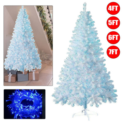 4/5/6/7FT Christmas Tree Green White Xmas Trees Decorations /W LED Fairy Lights