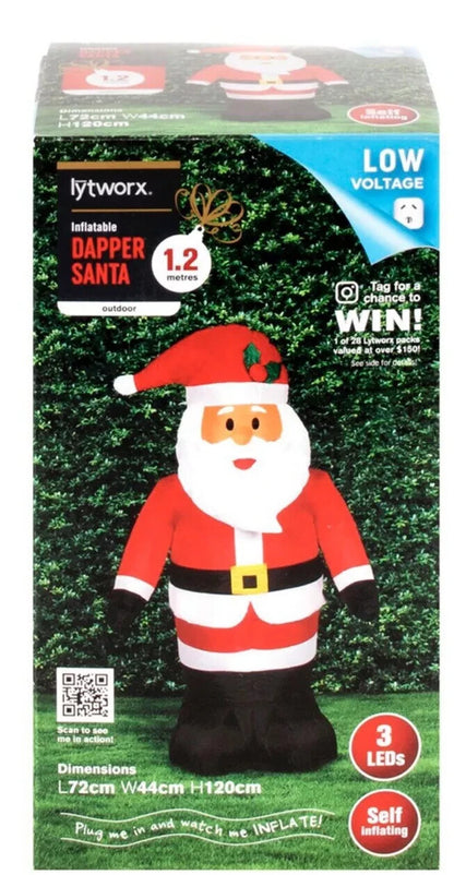 XMAS Lytworx Christmas Festive 1.2M Low Voltage Inflatable Dapper Santa