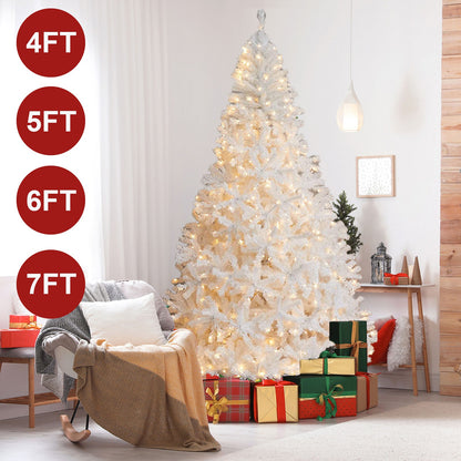 4/5/6/7FT Christmas Tree Green White Xmas Trees Decorations /W LED Fairy Lights