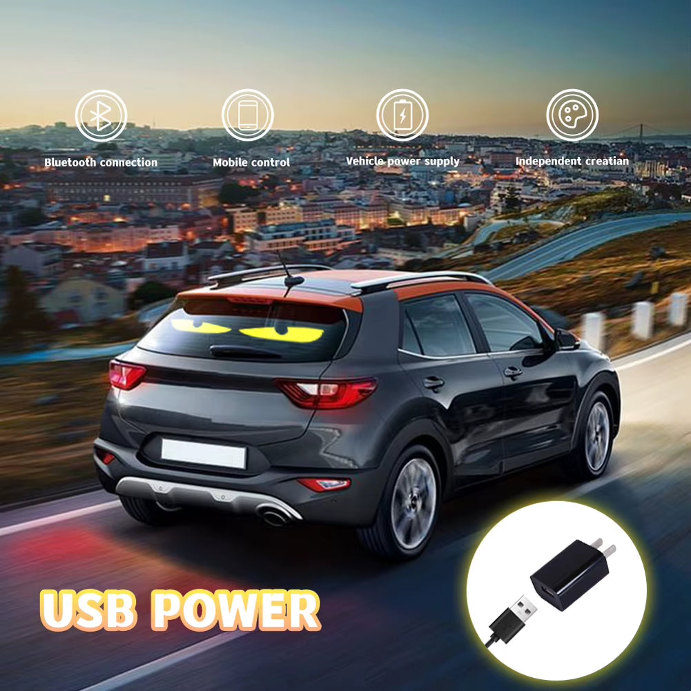 LED Car Dynamic Devil Eye Light Remote Control Car Demon Eyes Flexible Display Screen Light Bluetooth-Compatible for Car Windows