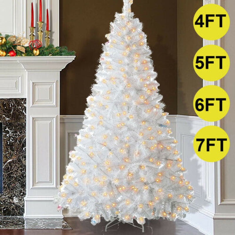 1.2M 1.5M 1.8M 2.1M White Christmas Tree with LED Fairy Lights Xmas Decoration