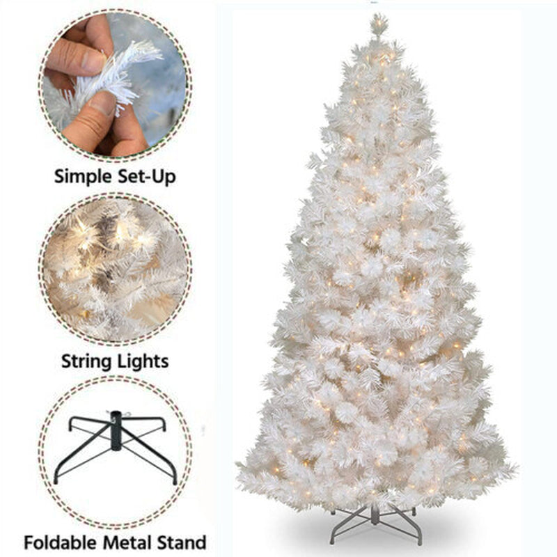 1.2M 1.5M 1.8M 2.1M White Christmas Tree with LED Fairy Lights Xmas Decoration