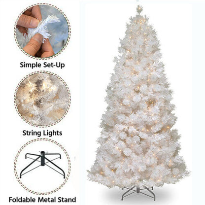 1.2M 1.5M 1.8M 2.1M White Christmas Tree with LED Fairy Lights Xmas Decoration