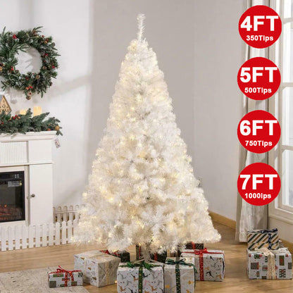 1.2M 1.5M 1.8M 2.1M White Christmas Tree with LED Fairy Lights Xmas Decoration
