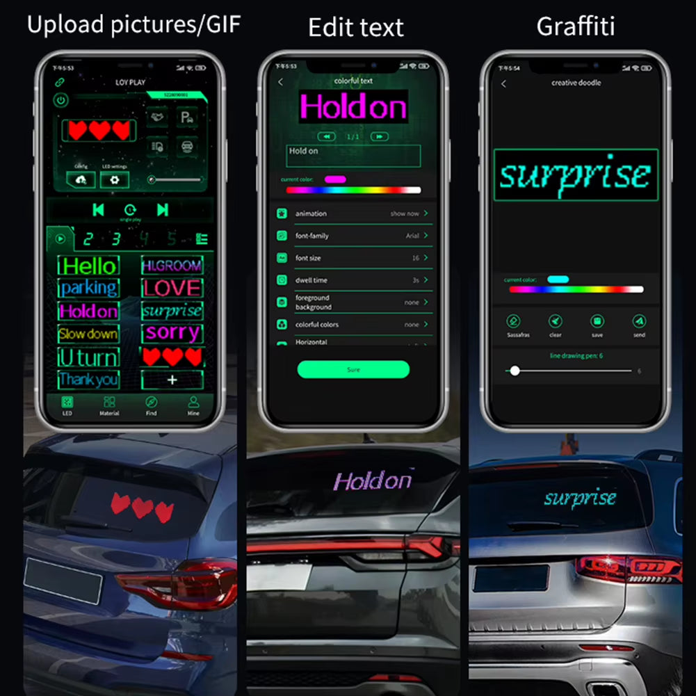 LED Car Dynamic Devil Eye Light Remote Control Car Demon Eyes Flexible Display Screen Light Bluetooth-Compatible for Car Windows