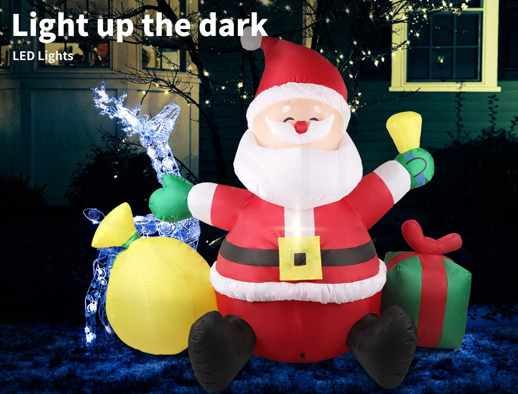 Santaco Inflatable Christmas Santa Lighted 1.8M Blow up Xmas Outdoor Decoration