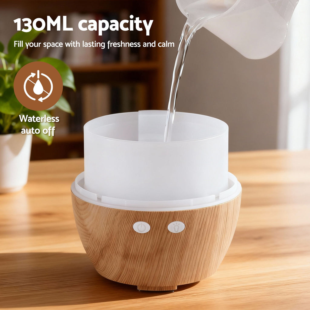 Devanti Ultrasonic Aroma Diffuser Aromatherapy 130ml LED Lights Iron Humidifier Forest