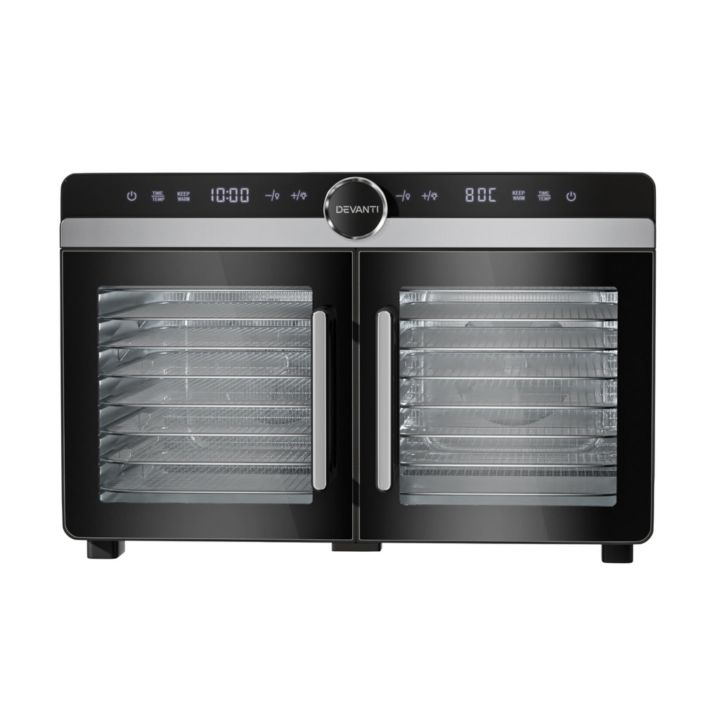 Devanti 16 Trays Food Dehydrator Dual-Zone Stainless Steel