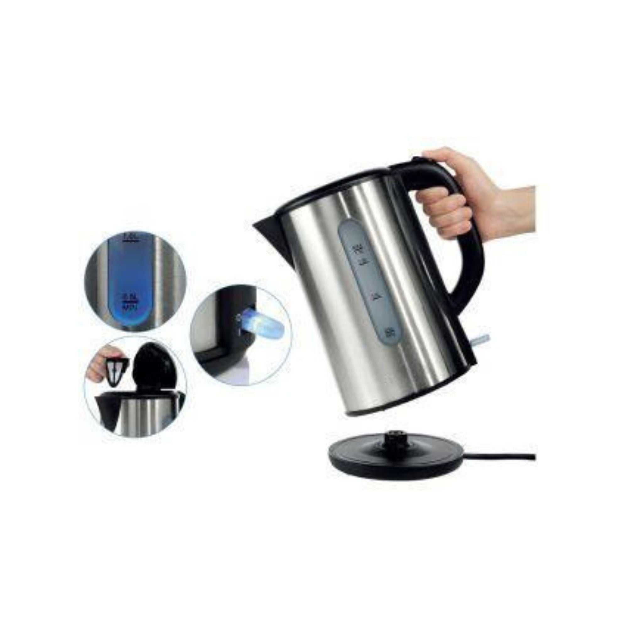 1.0L Brushed Silver Stainless Steel Kettle