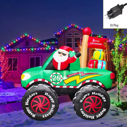 Outdoor Christmas Decorations Inflatable Toys Model Santa Vehicles Built-In Leds Party New Year Ornament Xmas Garden Decor Props